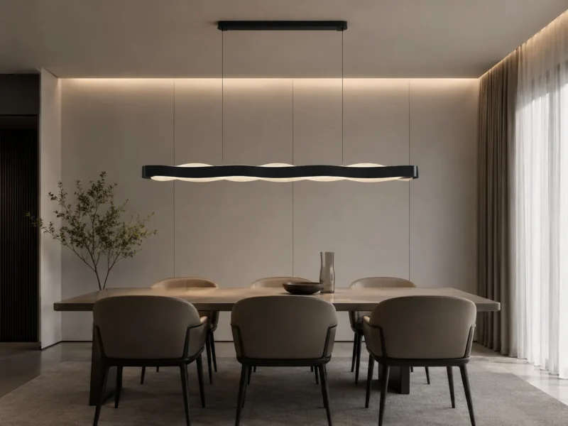 Modern Wave Linear Pendant Light | Minimalist LED Wave Chandelier - Image 2