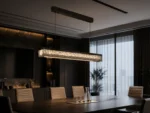 LUMO Cloud Linear Crystal Pendant Light | Modern Brass LED Chandelier - Image 2