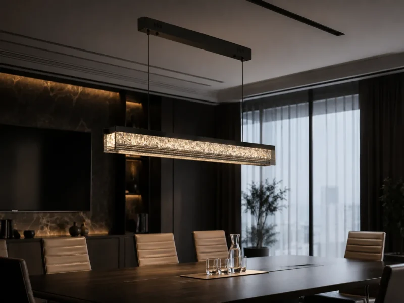 LUMO Cloud Linear Crystal Pendant Light | Modern Brass LED Chandelier - Image 2