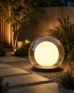 Solar Globe Landscape Light – Modern Outdoor LED Solar Garden Sphere Light 3000K - Image 2