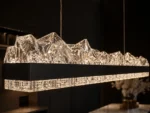 Ice Mountain Double Row Linear Pendant Light | Modern Black LED Chandelier - Image 5