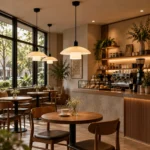 Full Spectrum Minimal Glow Pendant Light – Modern Beige LED Ceiling Pendant - Image 4