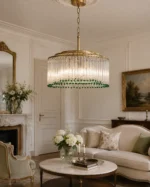 Bronze Glass Fringe Chandelier - Image 2