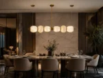 LUMO CLOUD Linear Pendant Light | Modern Brass Marble LED Lighting Fixture - Image 3