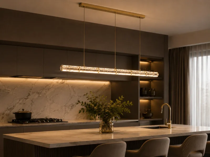 Champagne Gold Crystal Linear Pendant Light – Modern Kitchen Island Lighting - Image 3