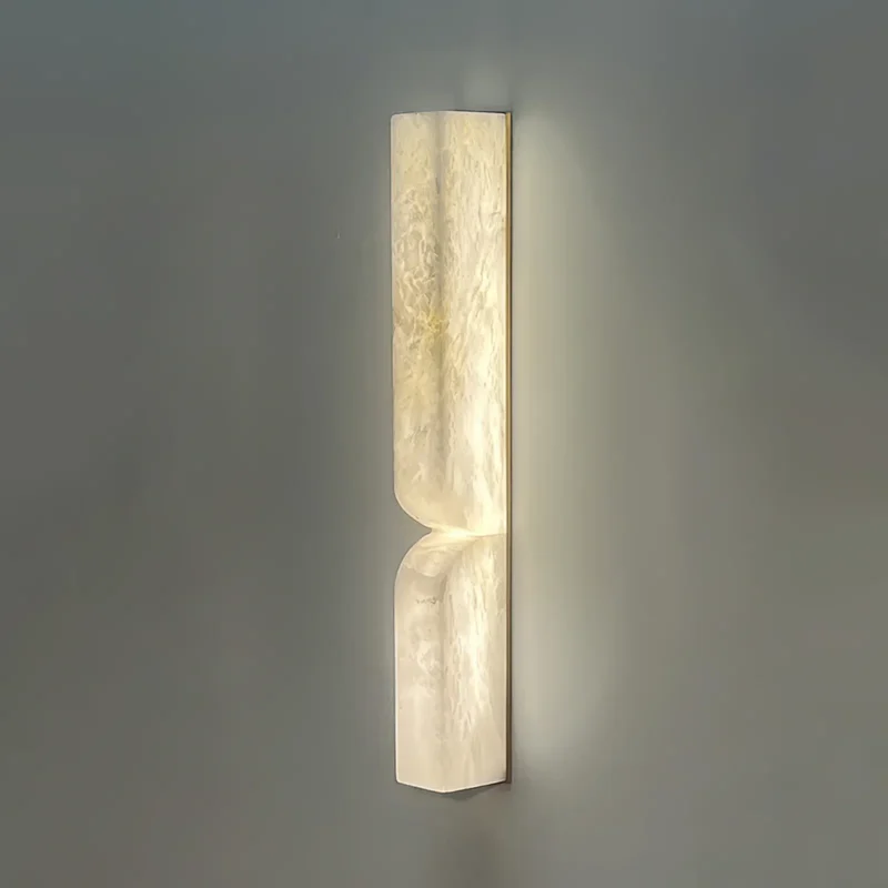 Alabaster Wall Light | Modern Brass LED Wall Lamp Minimal Luxury Lighting Fixture - Image 3