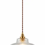 Vintage Ribbed Glass Pendant Light | Brass Industrial LED Pendant Lighting Fixture