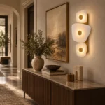 Modern Alabaster Wall Light | Brass & Stone Triple LED Wall Sconce Luxury Lighting - Image 5