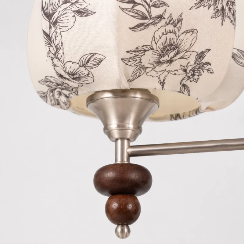 Velvet Petal Vintage Fabric Shade Chandelier with Wood Accents - Image 5