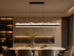 Ice Mountain Double Row Linear Pendant Light | Modern Black LED Chandelier - Image 4