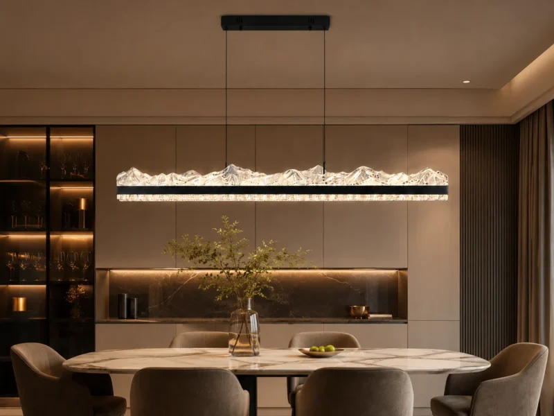 Ice Mountain Double Row Linear Pendant Light | Modern Black LED Chandelier - Image 4