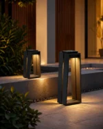 Elira Black Solar Outdoor Bollard Light for Garden Pathway and Courtyard Lighting - Image 2