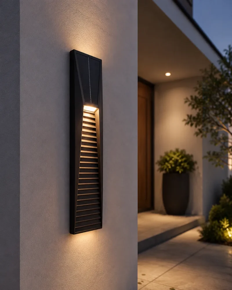 Obsidian Black Solar Outdoor Wall Light for Garden and Villa Exterior Lighting - Image 3