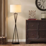 Minimalist Floor Lamp with E27 Socket - Black Metal Base & Linen Shade, Bulb Not Included - Image 2