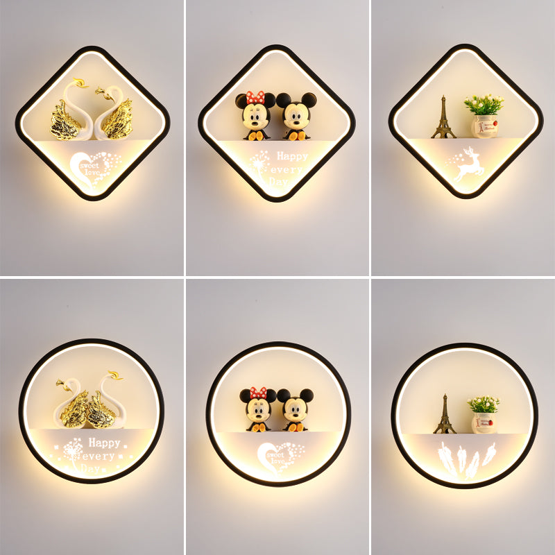 dda7aea7085908cd258b6048d9dee3a9-1.jpg Minimalist Wall Light · Round / Square Options · Mickey / Swan / Eiffel Tower Accent - Image 1