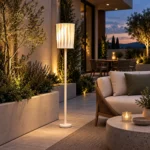 Pleated Glow White Outdoor Floor Lamp for Patio and Garden Lighting - Image 2