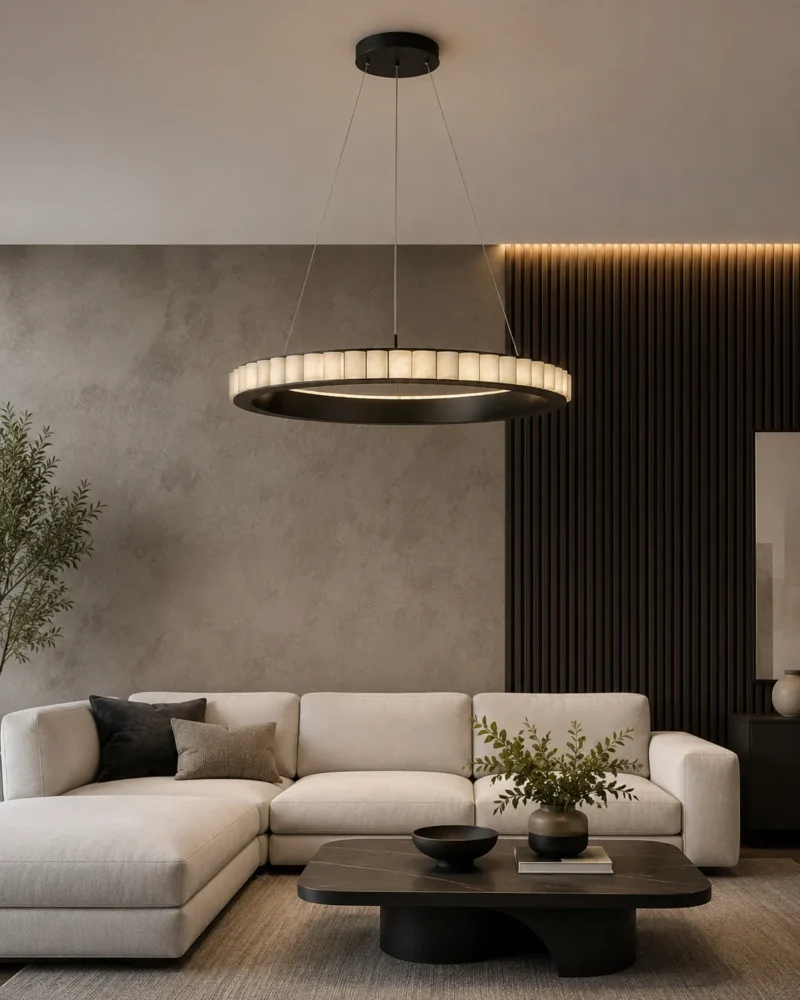 Alabaster Avalon Halo Chandelier in Brass or Black - Image 5