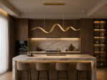 Wave Brass Linear Pendant Light – Modern Minimalist Kitchen Island Lighting - Image 4