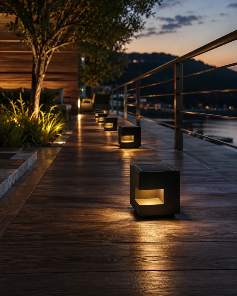 Modern Solar Cube Landscape Light | Outdoor LED Garden Cube 3000K Warm White - Image 2