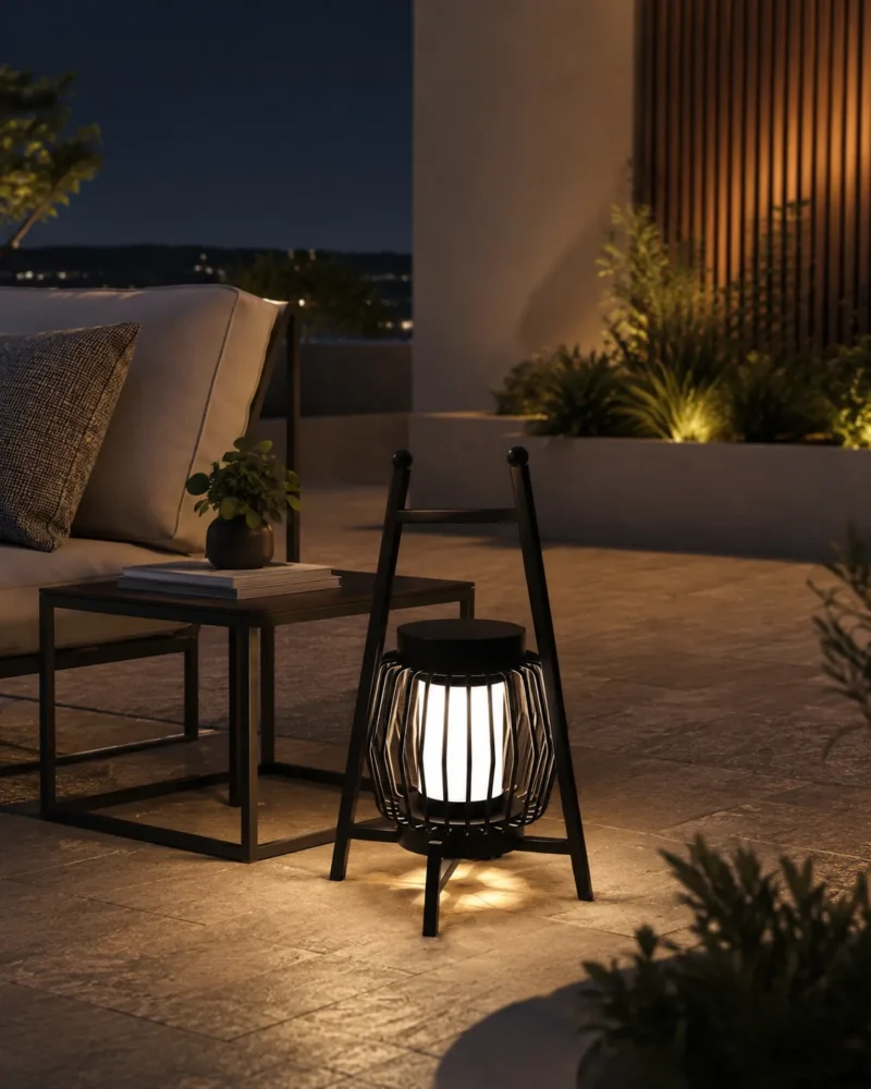 Grau Black Solar Outdoor Table Lamp for Garden and Patio Lighting - Image 2
