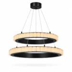 Alabaster Avalon Halo Chandelier in Brass or Black