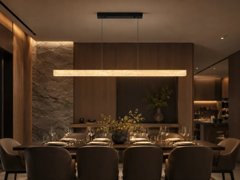 Cloud Stone Linear Pendant Light – Modern Marble LED Kitchen Island Lighting - Image 2