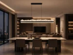 Ice Mountain Double Row Linear Pendant Light | Modern Black LED Chandelier - Image 2