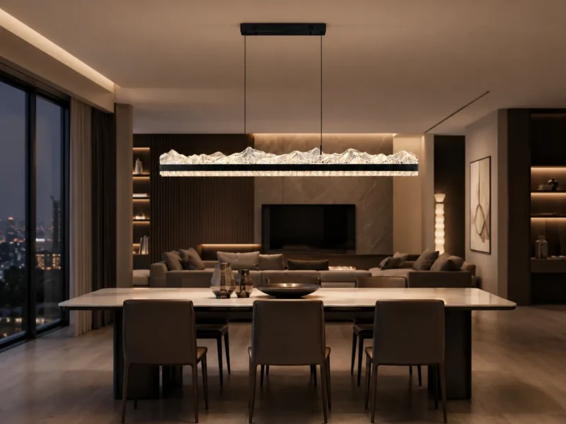 Ice Mountain Double Row Linear Pendant Light | Modern Black LED Chandelier - Image 2