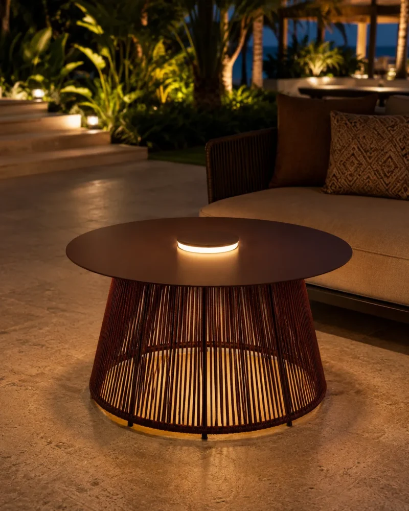 Nit Woven Solar Outdoor Floor Lamp for Patio and Garden Lounge Lighting - Image 4