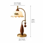 Vintage Floral Brass Table Lamp | Antique European Warm Bedside Lamp - Image 6