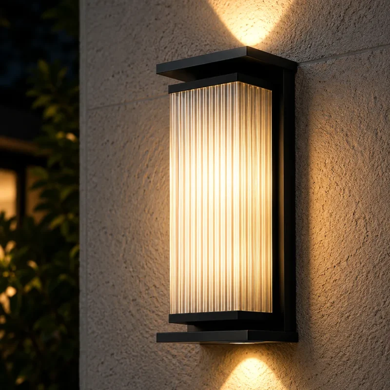 LED Ribbed Glass Wall Light | Modern Outdoor Architectural Sconce - Image 5