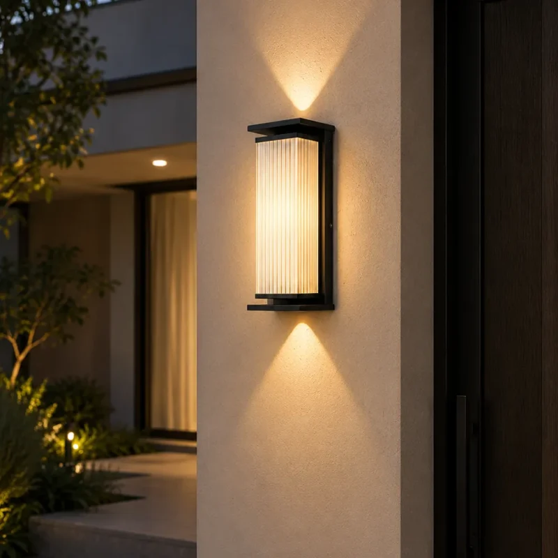 LED Ribbed Glass Wall Light | Modern Outdoor Architectural Sconce - Image 3