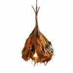 Natural Leaf Pendant Light | Handcrafted Rustic Lighting