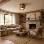 Solid Wood Ceiling Light – Wabi-Sabi Minimalist LED Flush Mount Lamp - Image 3