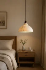 Handmade Fabric Pendant Light | Natural LED Hanging Light - Image 4