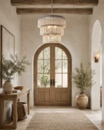 Rustic Boho Wooden Beaded Chandelier for Dining Room and Living Room - Image 3