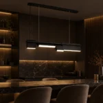 Black Geometric Linear LED Pendant Light - Image 8