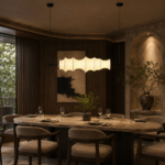 Sculptural Fabric Linear Pendant Light | Ivory LED - Image 4