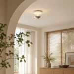 Modern Glass Ceiling Light – Silver LED Flush Mount Lamp - Image 4