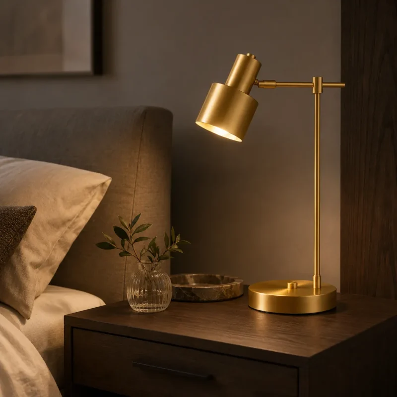 Adjustable Brass Table Lamp | Modern LED Reading Desk Light - Image 2