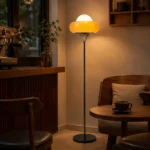Amber Glass Floor Lamp | Modern LED Lighting - Image 3