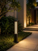Black Cylindrical Outdoor Bollard Light for Garden Pathway Lighting - Image 2
