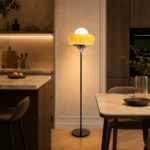 Amber Glass Floor Lamp | Modern LED Lighting - Image 5