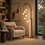 Modern Arc Glass Globe Floor Lamp | 6-Light LED Design - Image 2