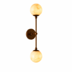 Alabaster Wall Lamp | Bronze Double Globe LED Sconce