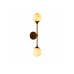 Alabaster Wall Lamp | Bronze Double Globe LED Sconce