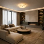 Natural Stone Brass Ceiling Light – Slim Luxury LED Flush Mount Lamp - Image 2