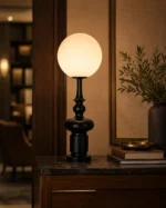 Noir Orb Table Lamp | Modern Sculptural LED Desk Lamp for Bedroom & Living Room - Image 2