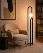 Double-Arch Glass Globe LED Floor Lamp - Image 5