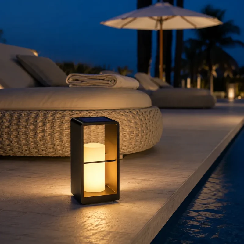 Zephyra Solar Outdoor Frame Lantern for Patio and Garden Lighting - Image 2